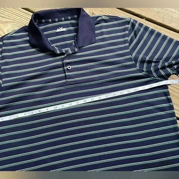 Men's Under Armor Golf Pro Navy & Green Stripe Polo Shirt Short Sleeve Sz XL PGA - Picture 5 of 10